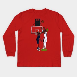 Damian Lillard Hits A Green Light Over Paul George FTW - NBA Portland Trailblazers Kids Long Sleeve T-Shirt